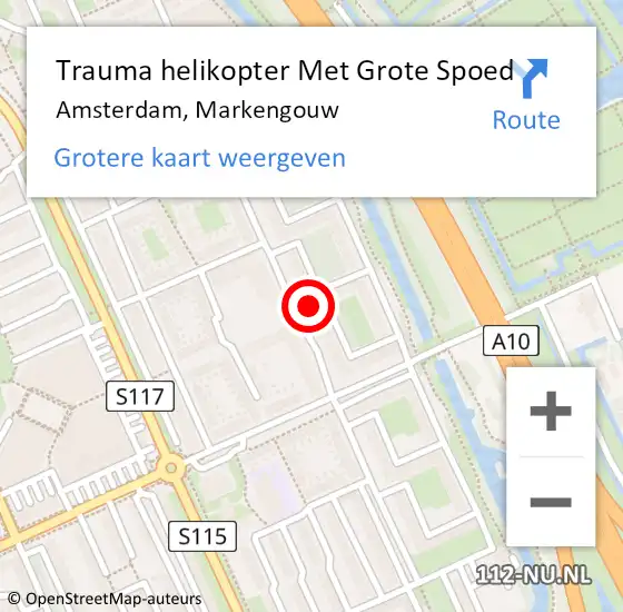 Locatie op kaart van de 112 melding: Trauma helikopter Met Grote Spoed Naar Amsterdam, Markengouw op 6 mei 2024 16:03