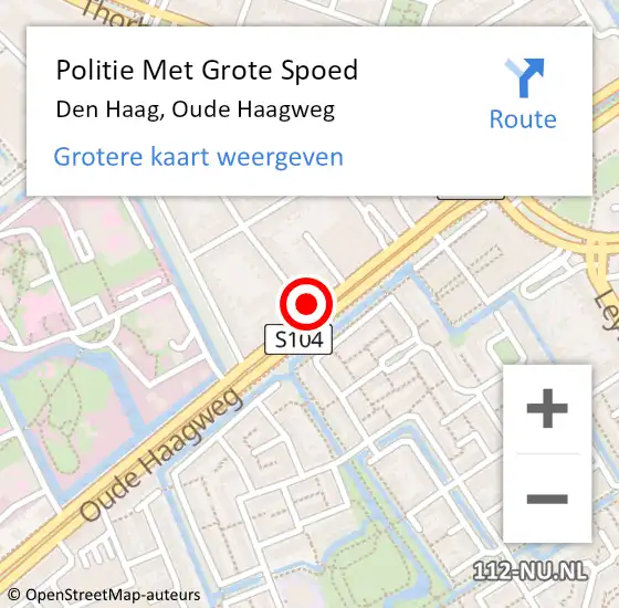 Locatie op kaart van de 112 melding: Politie Met Grote Spoed Naar Den Haag, Oude Haagweg op 6 mei 2024 16:41