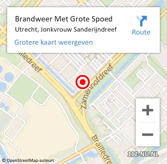 Locatie op kaart van de 112 melding: Brandweer Met Grote Spoed Naar Utrecht, Jonkvrouw Sanderijndreef op 6 mei 2024 17:35