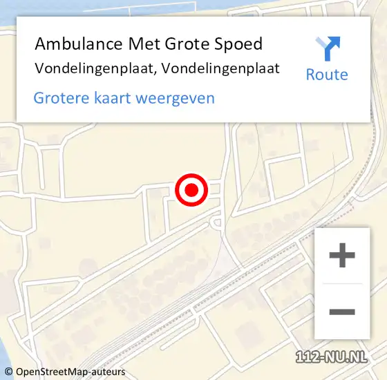 Locatie op kaart van de 112 melding: Ambulance Met Grote Spoed Naar Vondelingenplaat, Vondelingenplaat op 6 mei 2024 18:36