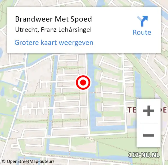 Locatie op kaart van de 112 melding: Brandweer Met Spoed Naar Utrecht, Franz Lehársingel op 6 mei 2024 18:48