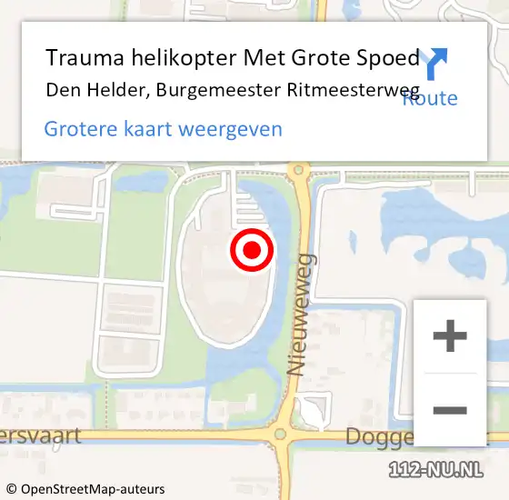 Locatie op kaart van de 112 melding: Trauma helikopter Met Grote Spoed Naar Den Helder, Burgemeester Ritmeesterweg op 6 mei 2024 20:31