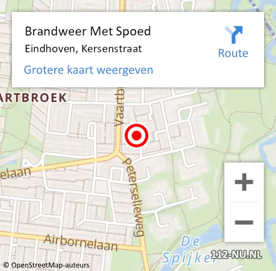 Locatie op kaart van de 112 melding: Brandweer Met Spoed Naar Eindhoven, Kersenstraat op 6 mei 2024 21:30