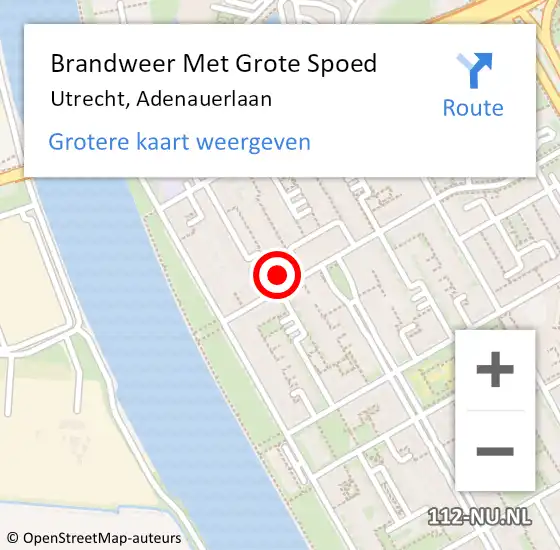 Locatie op kaart van de 112 melding: Brandweer Met Grote Spoed Naar Utrecht, Adenauerlaan op 6 mei 2024 22:50