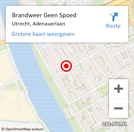 Locatie op kaart van de 112 melding: Brandweer Geen Spoed Naar Utrecht, Adenauerlaan op 6 mei 2024 22:51