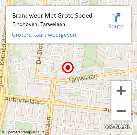 Locatie op kaart van de 112 melding: Brandweer Met Grote Spoed Naar Eindhoven, Tarwelaan op 6 mei 2024 23:51