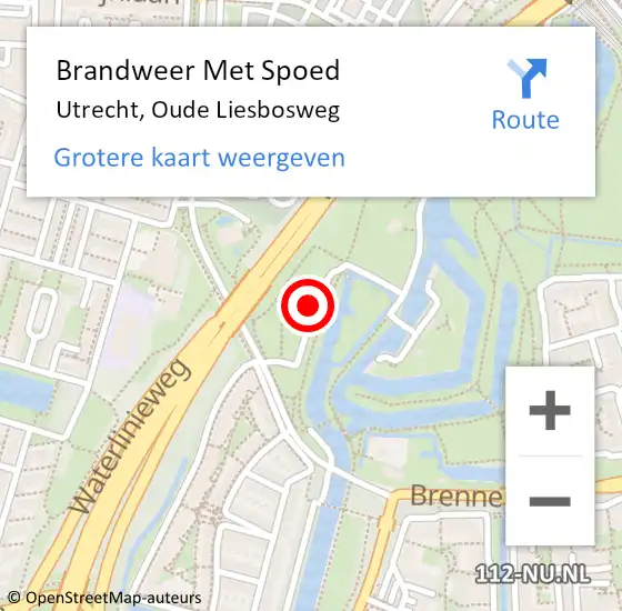 Locatie op kaart van de 112 melding: Brandweer Met Spoed Naar Utrecht, Oude Liesbosweg op 7 mei 2024 00:41