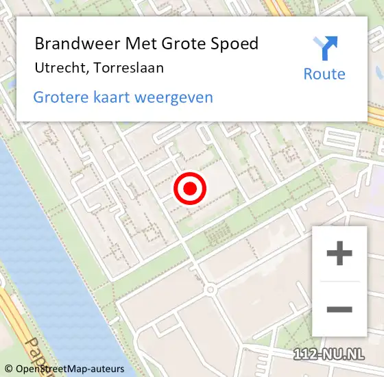 Locatie op kaart van de 112 melding: Brandweer Met Grote Spoed Naar Utrecht, Torreslaan op 7 mei 2024 01:38