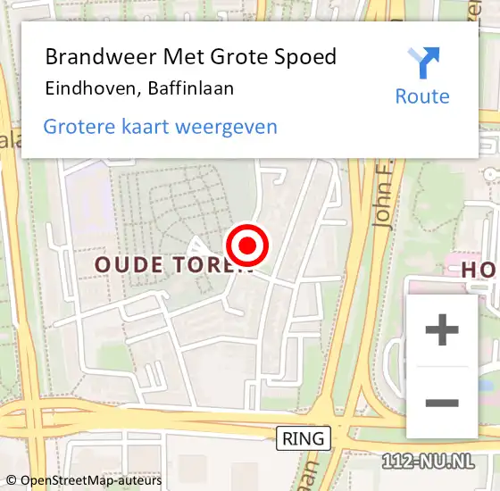 Locatie op kaart van de 112 melding: Brandweer Met Grote Spoed Naar Eindhoven, Baffinlaan op 7 mei 2024 01:47