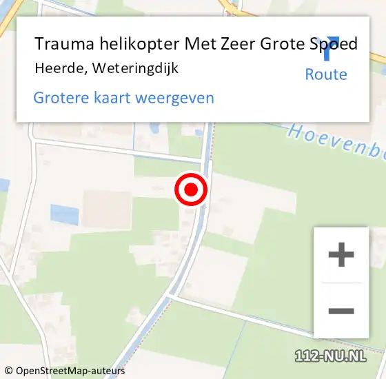 Locatie op kaart van de 112 melding: Trauma helikopter Met Zeer Grote Spoed Naar Heerde, Weteringdijk op 7 mei 2024 08:15