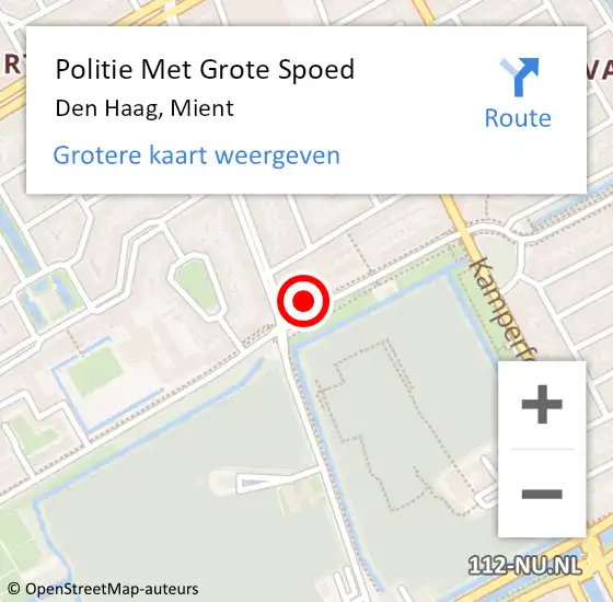 Locatie op kaart van de 112 melding: Politie Met Grote Spoed Naar Den Haag, Mient op 7 mei 2024 08:19