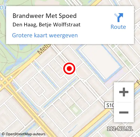 Locatie op kaart van de 112 melding: Brandweer Met Spoed Naar Den Haag, Betje Wolffstraat op 7 mei 2024 10:45
