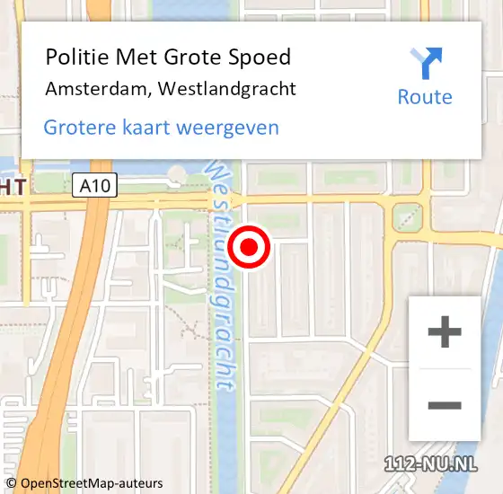 Locatie op kaart van de 112 melding: Politie Met Grote Spoed Naar Amsterdam, Westlandgracht op 7 mei 2024 10:54