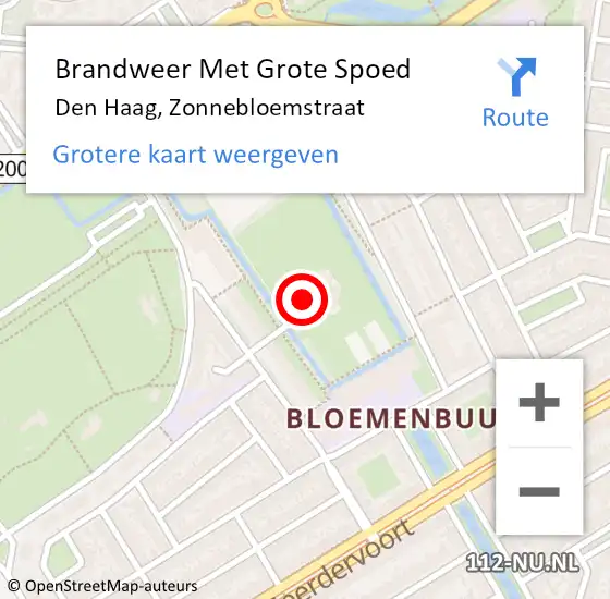 Locatie op kaart van de 112 melding: Brandweer Met Grote Spoed Naar Den Haag, Zonnebloemstraat op 7 mei 2024 11:27