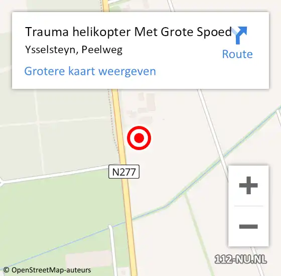 Locatie op kaart van de 112 melding: Trauma helikopter Met Grote Spoed Naar Ysselsteyn, Peelweg op 7 mei 2024 12:31