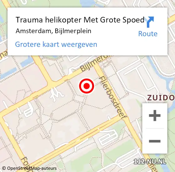 Locatie op kaart van de 112 melding: Trauma helikopter Met Grote Spoed Naar Amsterdam, Bijlmerplein op 7 mei 2024 12:40