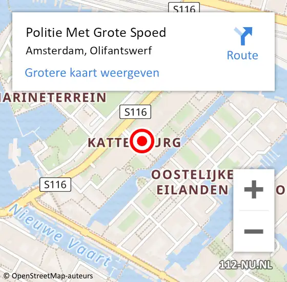 Locatie op kaart van de 112 melding: Politie Met Grote Spoed Naar Amsterdam, Olifantswerf op 7 mei 2024 12:42