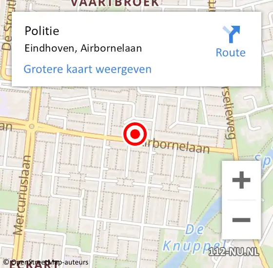 Locatie op kaart van de 112 melding: Politie Eindhoven, Airbornelaan op 7 mei 2024 13:09