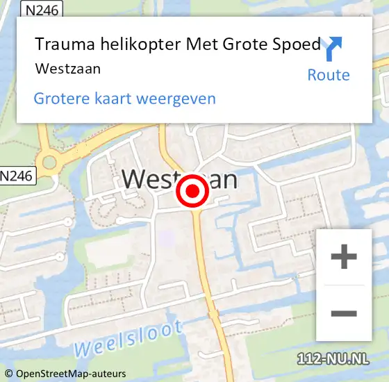 Locatie op kaart van de 112 melding: Trauma helikopter Met Grote Spoed Naar Westzaan op 7 mei 2024 14:36