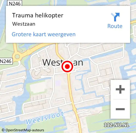 Locatie op kaart van de 112 melding: Trauma helikopter Westzaan op 7 mei 2024 14:37