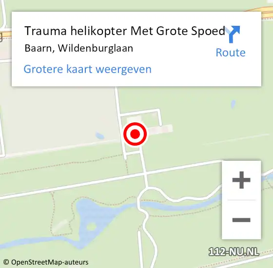 Locatie op kaart van de 112 melding: Trauma helikopter Met Grote Spoed Naar Baarn, Wildenburglaan op 7 mei 2024 14:42