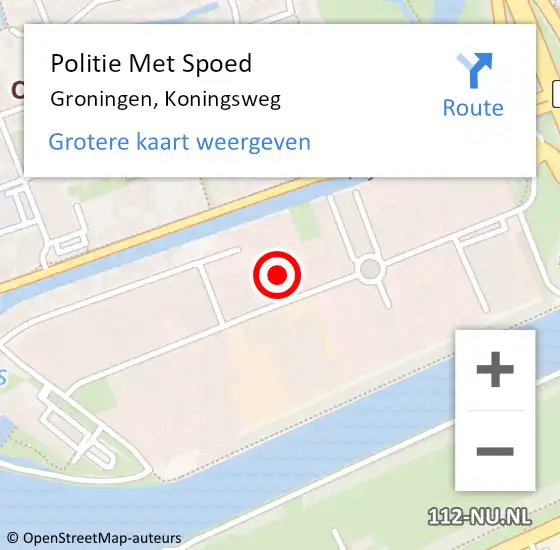 Locatie op kaart van de 112 melding: Politie Met Spoed Naar Groningen, Koningsweg op 7 mei 2024 14:45