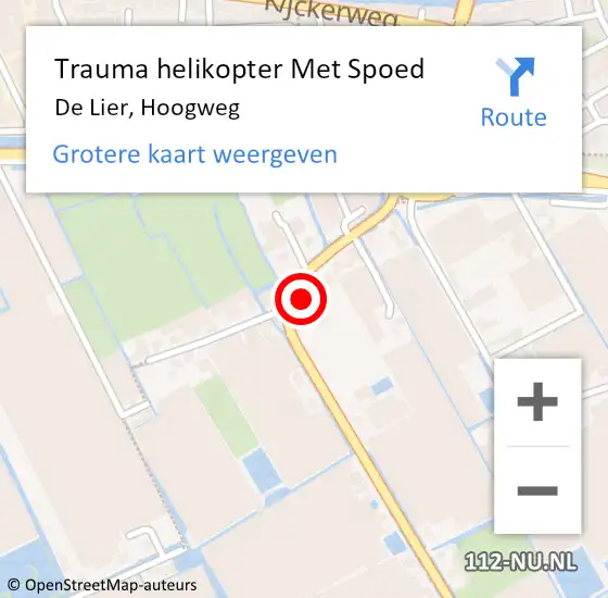 Locatie op kaart van de 112 melding: Trauma helikopter Met Spoed Naar De Lier, Hoogweg op 7 mei 2024 15:13