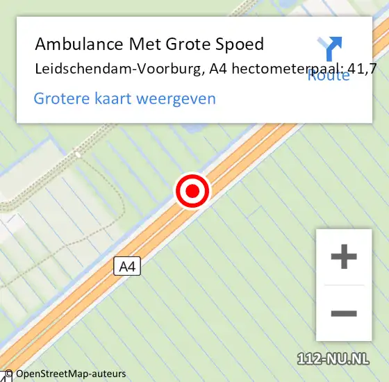 Locatie op kaart van de 112 melding: Ambulance Met Grote Spoed Naar Leidschendam-Voorburg, A4 hectometerpaal: 41,7 op 7 mei 2024 15:30