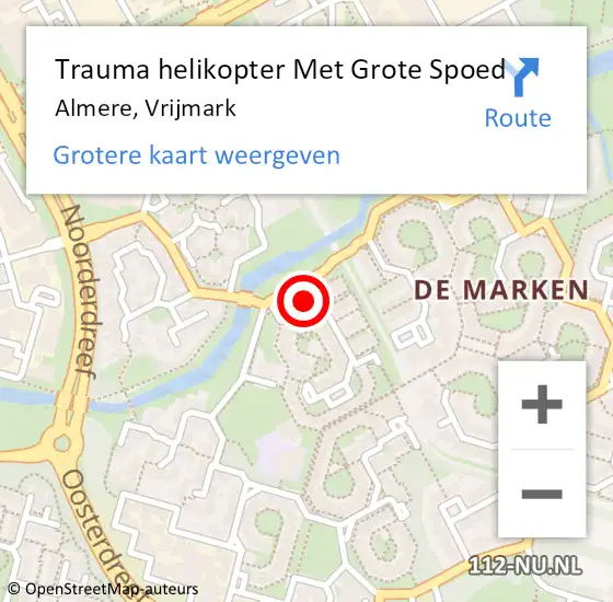 Locatie op kaart van de 112 melding: Trauma helikopter Met Grote Spoed Naar Almere, Vrijmark op 7 mei 2024 15:49