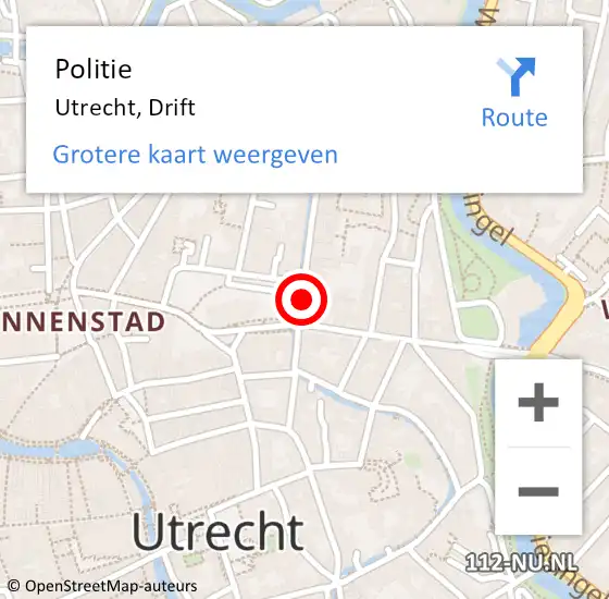 Locatie op kaart van de 112 melding: Politie Utrecht, Drift op 7 mei 2024 17:09