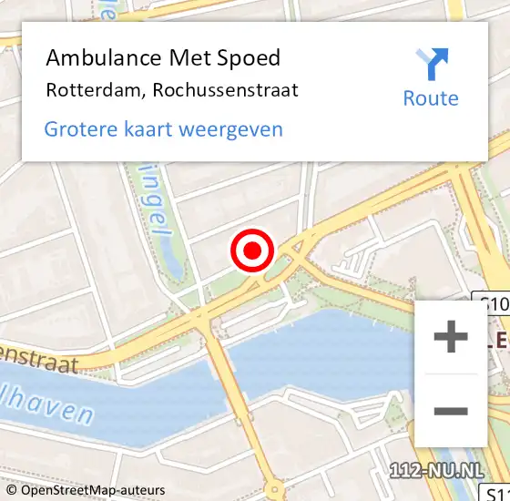 Locatie op kaart van de 112 melding: Ambulance Met Spoed Naar Rotterdam, Rochussenstraat op 7 mei 2024 17:20