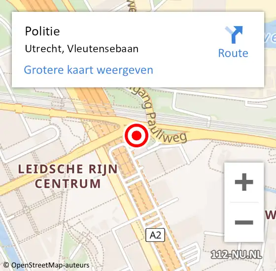 Locatie op kaart van de 112 melding: Politie Utrecht, Vleutensebaan op 7 mei 2024 18:19