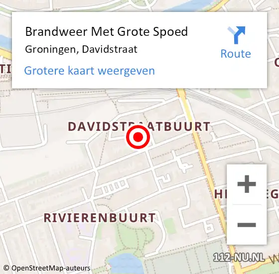 Locatie op kaart van de 112 melding: Brandweer Met Grote Spoed Naar Groningen, Davidstraat op 7 mei 2024 19:15