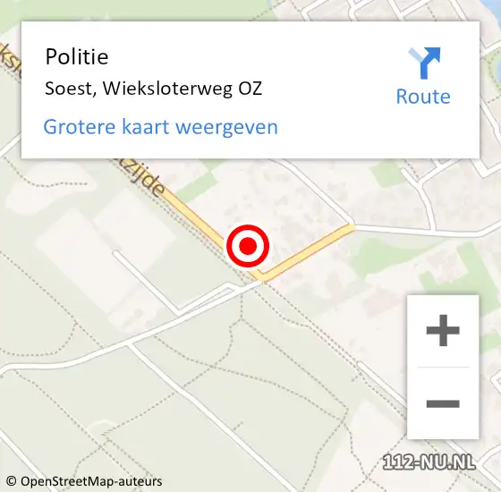 Locatie op kaart van de 112 melding: Politie Soest, Wieksloterweg OZ op 7 mei 2024 19:18