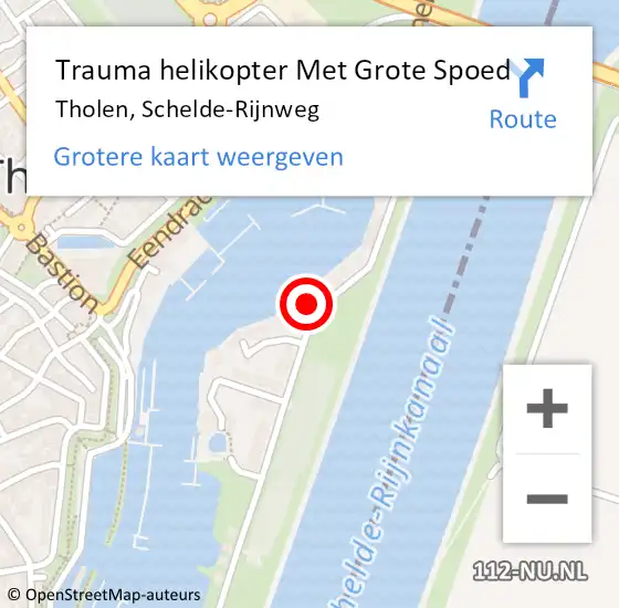 Locatie op kaart van de 112 melding: Trauma helikopter Met Grote Spoed Naar Tholen, Schelde-Rijnweg op 7 mei 2024 19:40