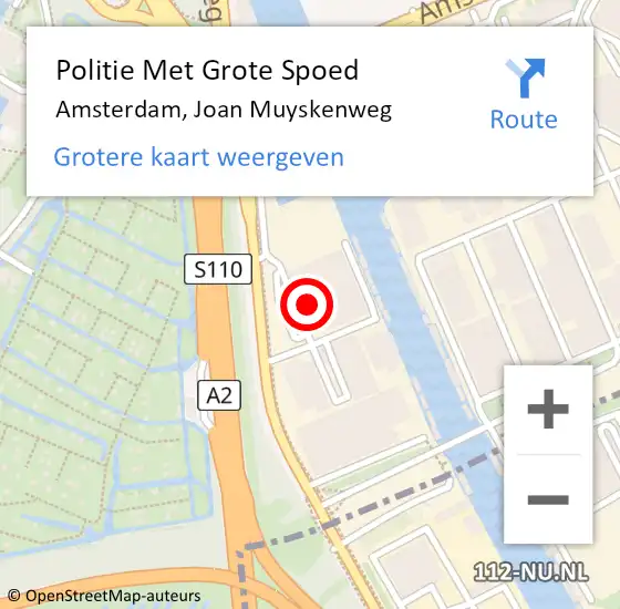 Locatie op kaart van de 112 melding: Politie Met Grote Spoed Naar Amsterdam, Joan Muyskenweg op 7 mei 2024 19:47
