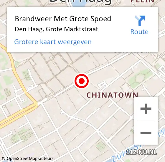 Locatie op kaart van de 112 melding: Brandweer Met Grote Spoed Naar Den Haag, Grote Marktstraat op 7 mei 2024 20:28