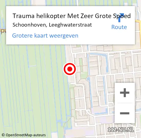 Locatie op kaart van de 112 melding: Trauma helikopter Met Zeer Grote Spoed Naar Schoonhoven, Leeghwaterstraat op 7 mei 2024 23:14
