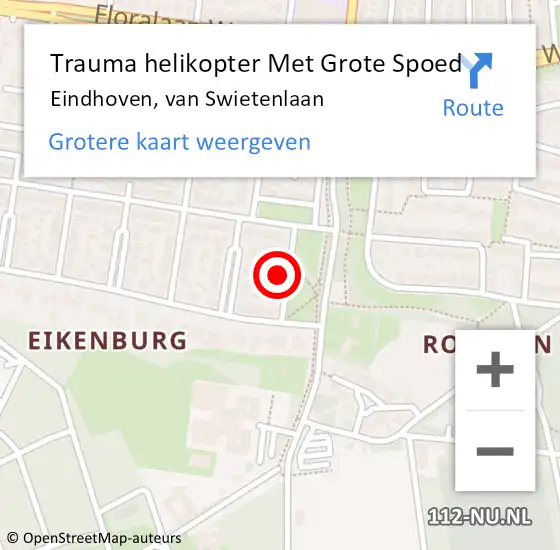 Locatie op kaart van de 112 melding: Trauma helikopter Met Grote Spoed Naar Eindhoven, van Swietenlaan op 7 mei 2024 23:21
