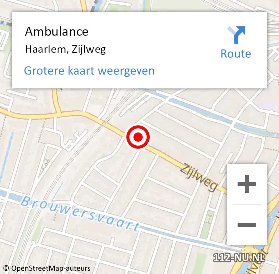 Locatie op kaart van de 112 melding: Ambulance Haarlem, Zijlweg op 8 mei 2024 01:53