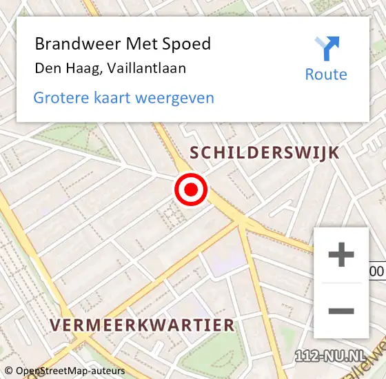 Locatie op kaart van de 112 melding: Brandweer Met Spoed Naar Den Haag, Vaillantlaan op 8 mei 2024 04:24