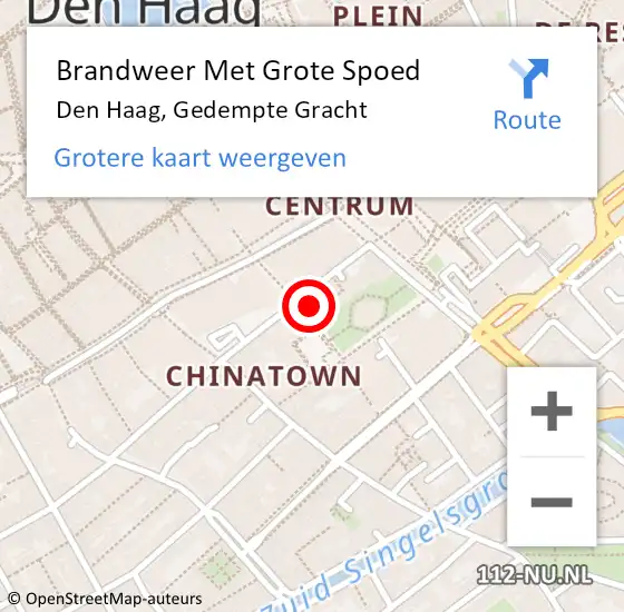 Locatie op kaart van de 112 melding: Brandweer Met Grote Spoed Naar Den Haag, Gedempte Gracht op 8 mei 2024 05:15