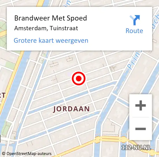 Locatie op kaart van de 112 melding: Brandweer Met Spoed Naar Amsterdam, Tuinstraat op 8 mei 2024 10:31