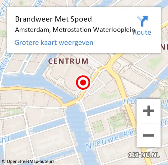 Locatie op kaart van de 112 melding: Brandweer Met Spoed Naar Amsterdam, Metrostation Waterlooplein op 8 mei 2024 11:38