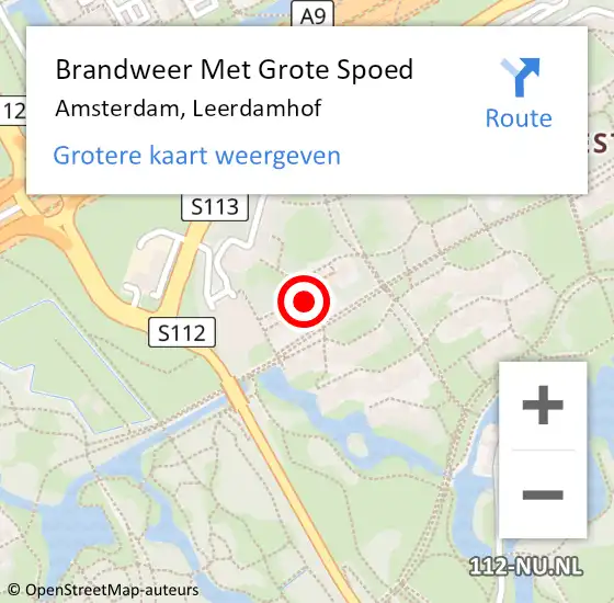 Locatie op kaart van de 112 melding: Brandweer Met Grote Spoed Naar Amsterdam, Leerdamhof op 8 mei 2024 12:11