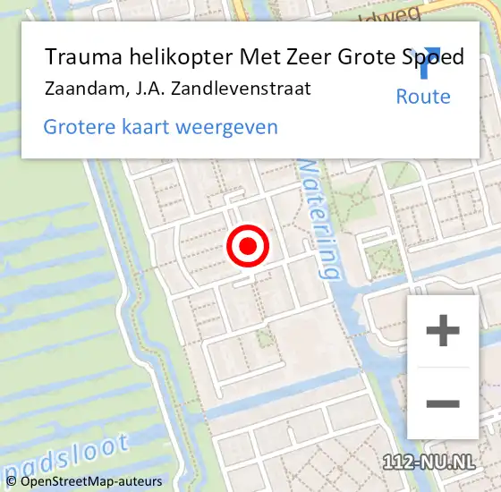 Locatie op kaart van de 112 melding: Trauma helikopter Met Zeer Grote Spoed Naar Zaandam, J.A. Zandlevenstraat op 8 mei 2024 12:50
