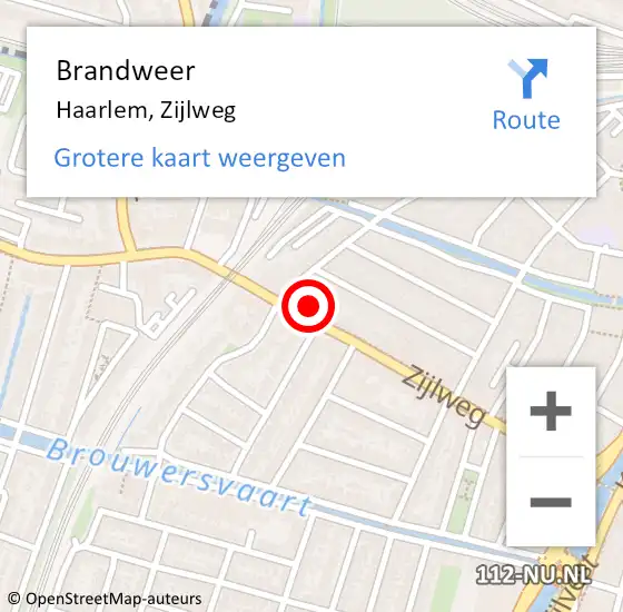 Locatie op kaart van de 112 melding: Brandweer Haarlem, Zijlweg op 8 mei 2024 13:26