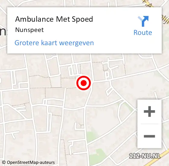 Locatie op kaart van de 112 melding: Ambulance Met Spoed Naar Nunspeet op 8 mei 2024 13:33