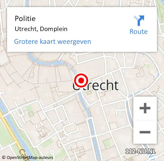 Locatie op kaart van de 112 melding: Politie Utrecht, Domplein op 8 mei 2024 13:52