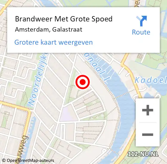 Locatie op kaart van de 112 melding: Brandweer Met Grote Spoed Naar Amsterdam, Galastraat op 8 mei 2024 15:25